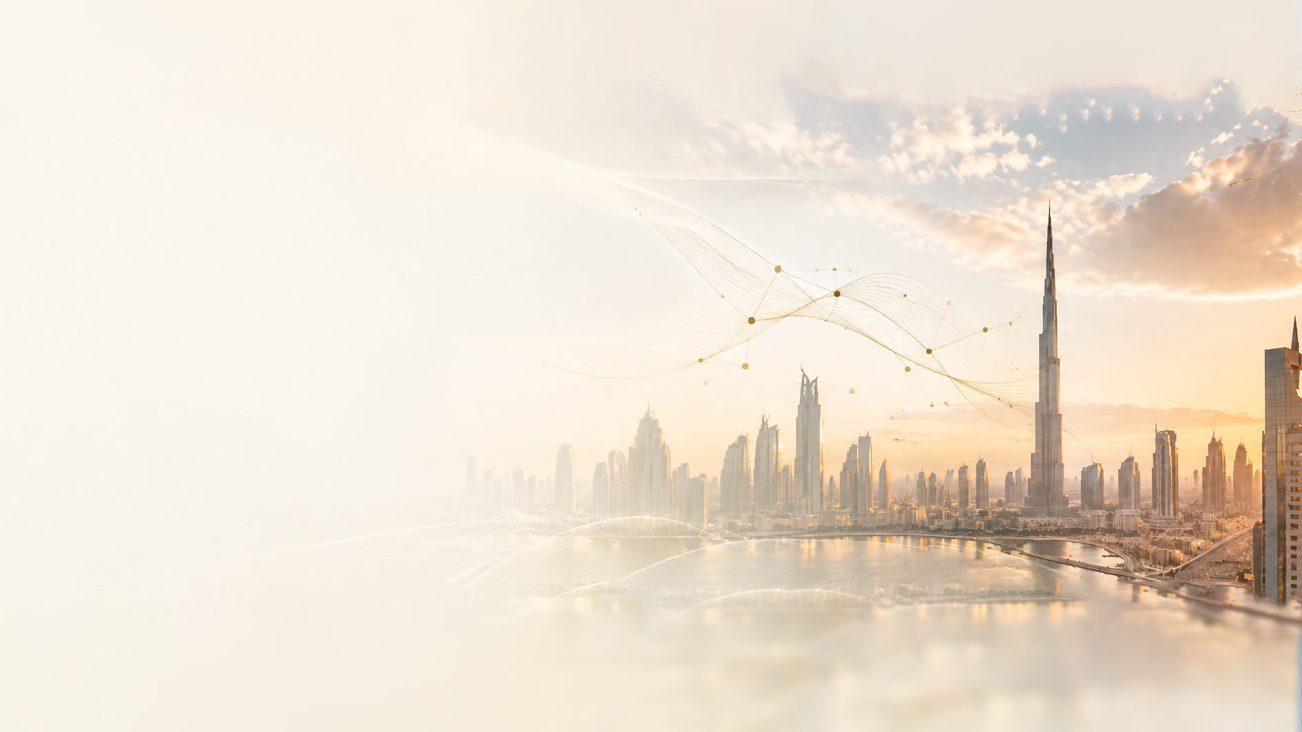 Dubai skyline at golden hour